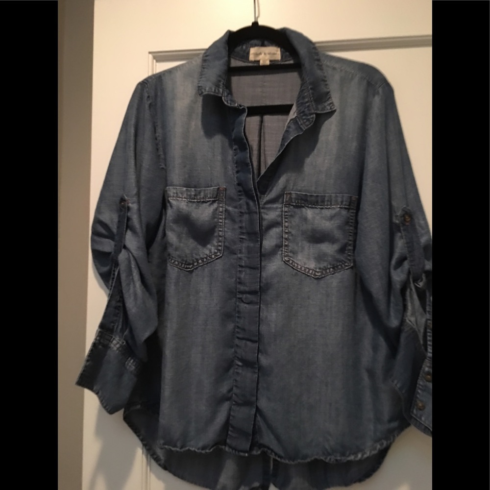 Cloth and Stone modern denim blouse size M